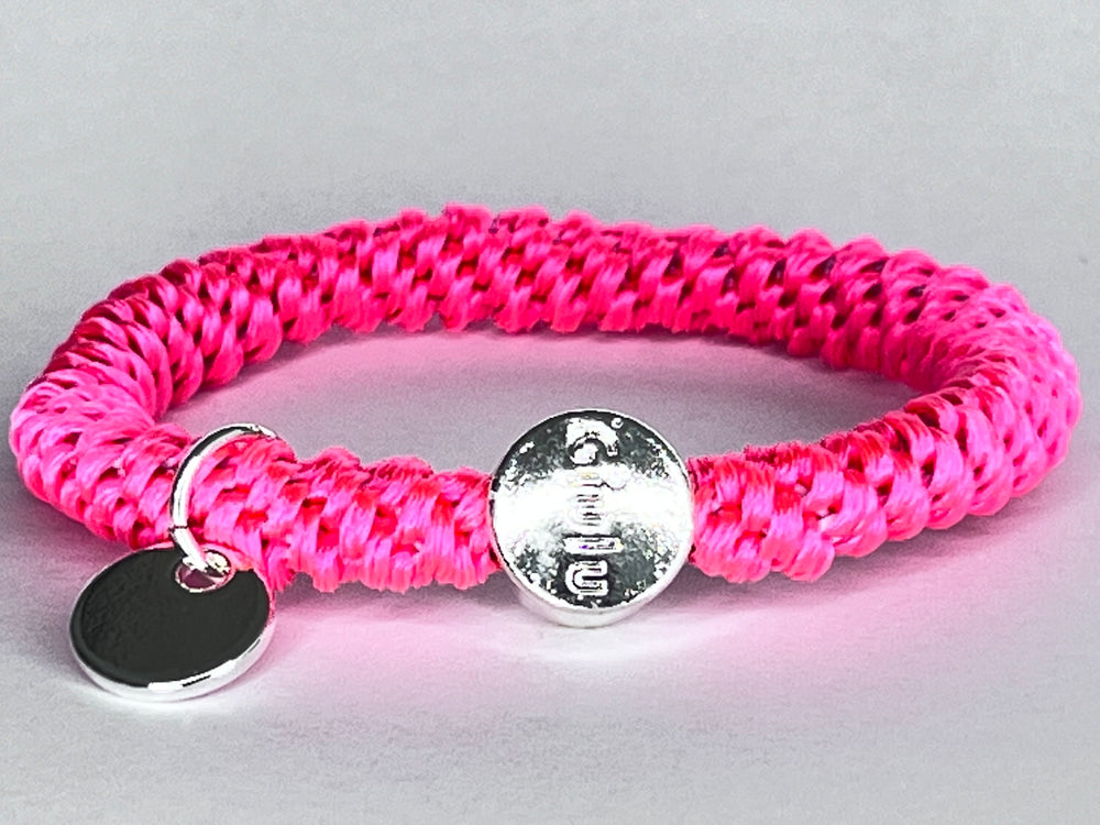 Haargummi mit silber in neon pink
