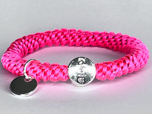 Haargummi mit silber in neon pink