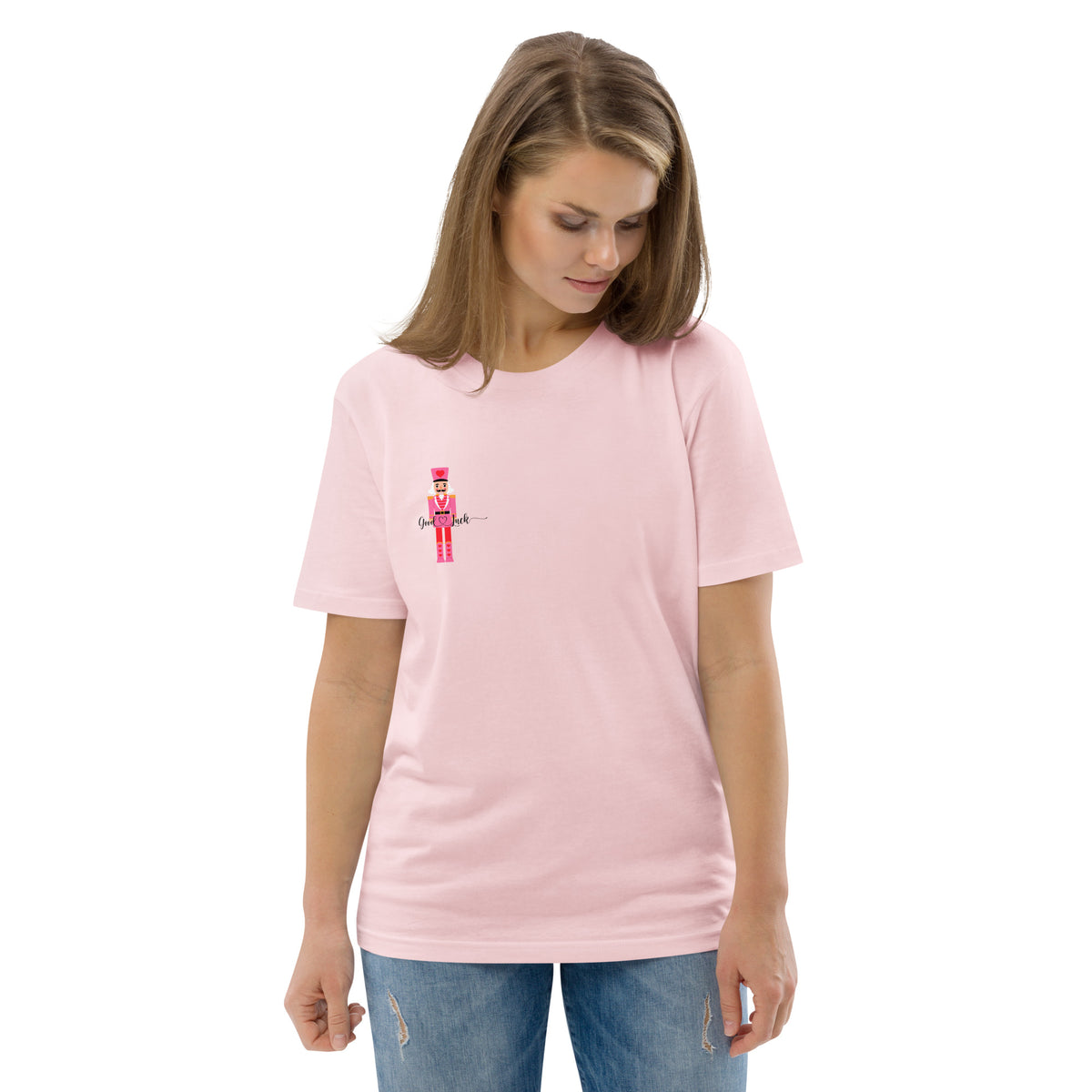 Giulu T-Shirt Good Luck mit Nussknacker in Cotton Pink – weitere Vorderansicht
