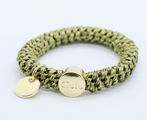 Haargummi in oliv Glitzer