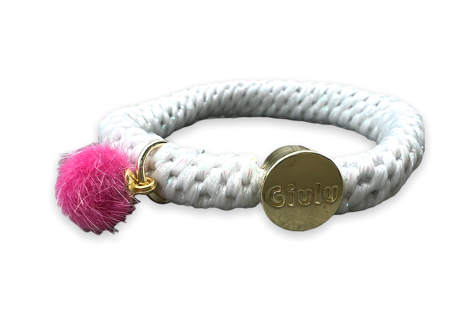 Pompom weiß glitzer