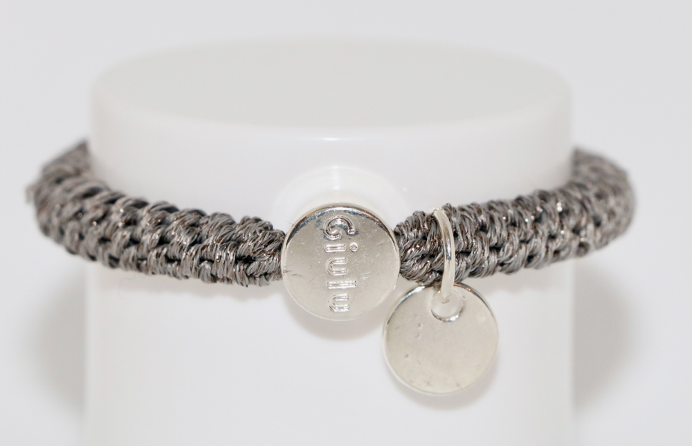 Haargummi mit silber in grau glitzer