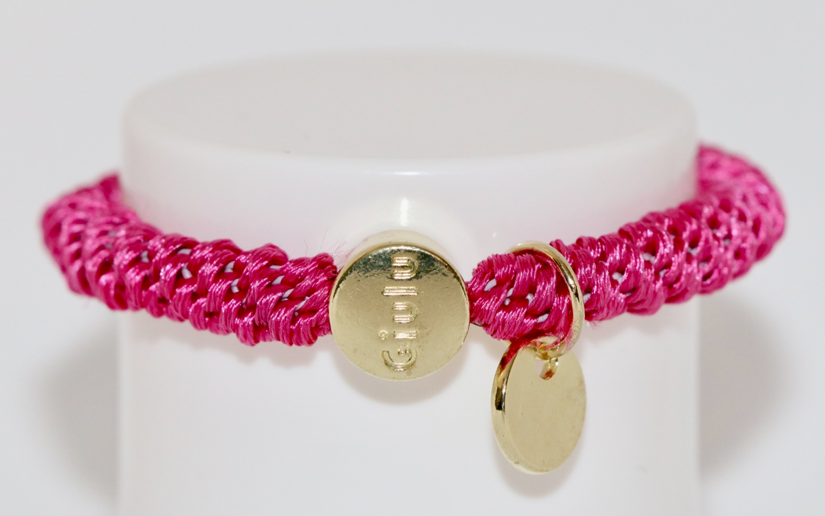 Giulu Haargummi Pink mit goldenem Münzanhänger