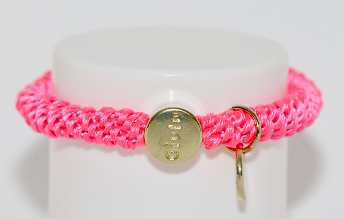 Giulu Haargummi Neon Pink mit goldenem Münzanhänger